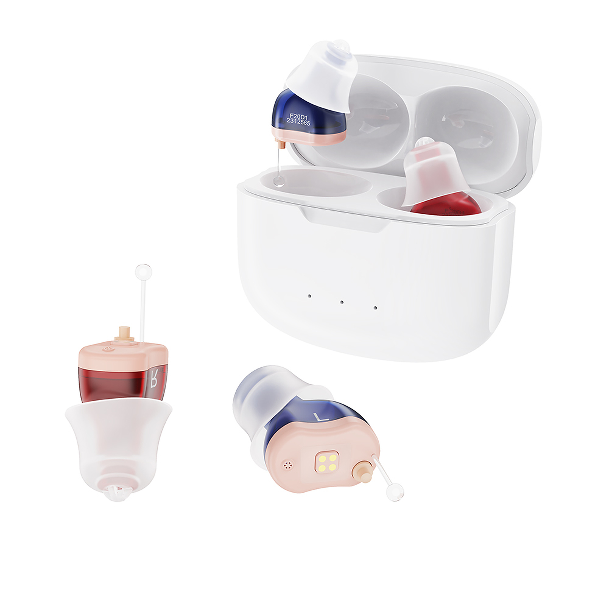 AUSTONE F20D1 hearing aids and charging case